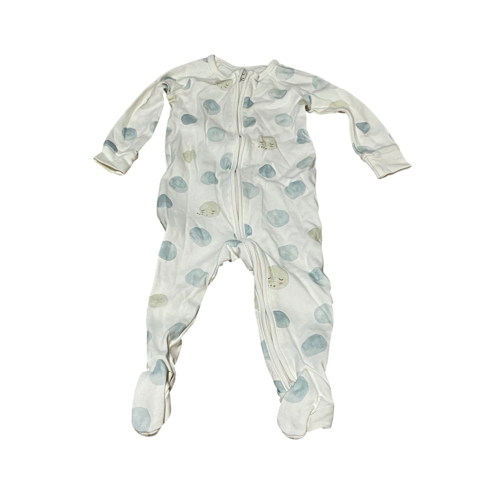 Pehr Organic Cotton Footed Sleeper Cream Moon Print Baby Pajamas 6-12 Months I08